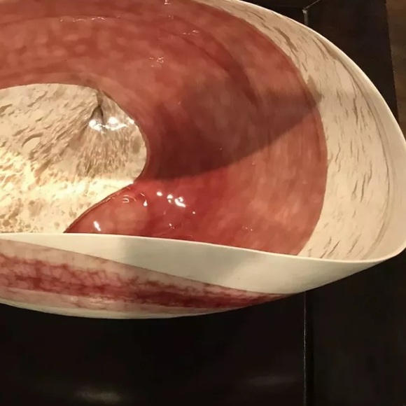 Gorgeous Venetian Yen and Yang Folded Rim Hand Made Large Centerpiece Bowl - Picture 3 of 3